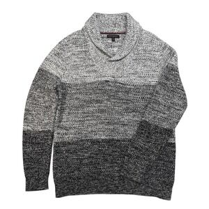 Banana Republic Men's Sz XL Shawl Collar Heavy Knit Sweater Gray Ombre